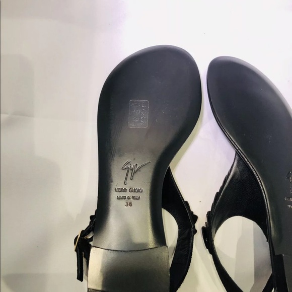 Giuseppe Zanotti Black Suede Gold Leaf Sandals 5.5 - Picture 7 of 9